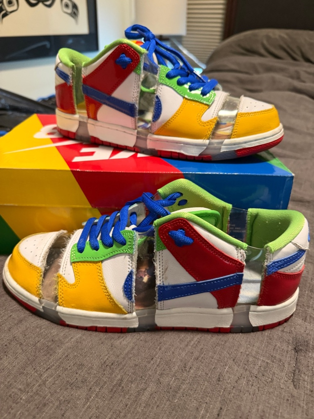 Nike Multicolor Low-Top Athletic Sneakers in Blue, Yellow, Red & Green